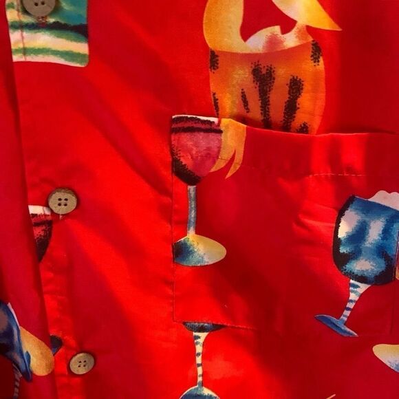 Pre Owned Men’s Basix Short Sleeve Button Up Shirt XXL Festive Comfort Party - Picture 5 of 11